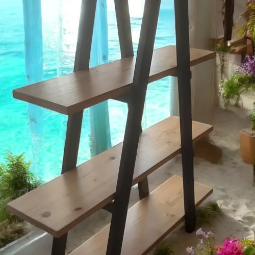 a frame ladder style shelving